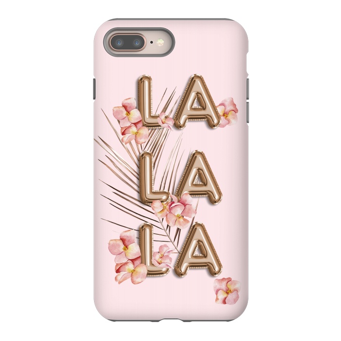 iPhone 7 plus StrongFit LA LA LA - Fun Shiny Rose Gold Girly Flower Typography  by  Utart