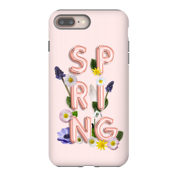 iPhone 7 plus StrongFit SPRING - Flower Shiny Rose Gold Girly Flower Typography  by  Utart
