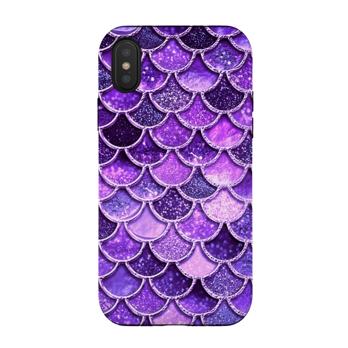 iPhone Xs / X StrongFit Ultra Violet Glitter Mermaid Scales by  Utart