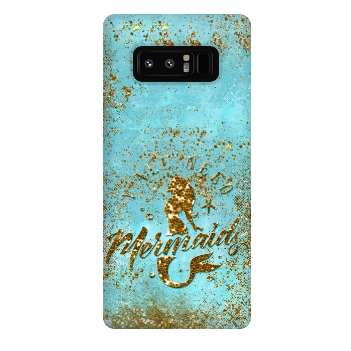 Galaxy Note 8 StrongFit We all need mermaids - Teal and Gold Glitter Typography  by  Utart