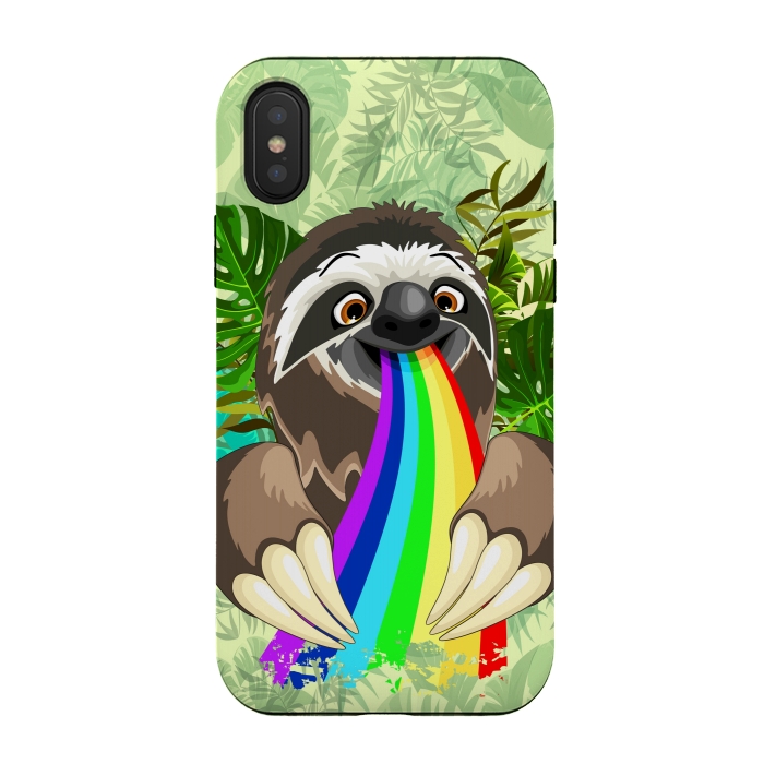 iPhone Xs / X StrongFit Sloth Spitting Rainbow Colors by BluedarkArt