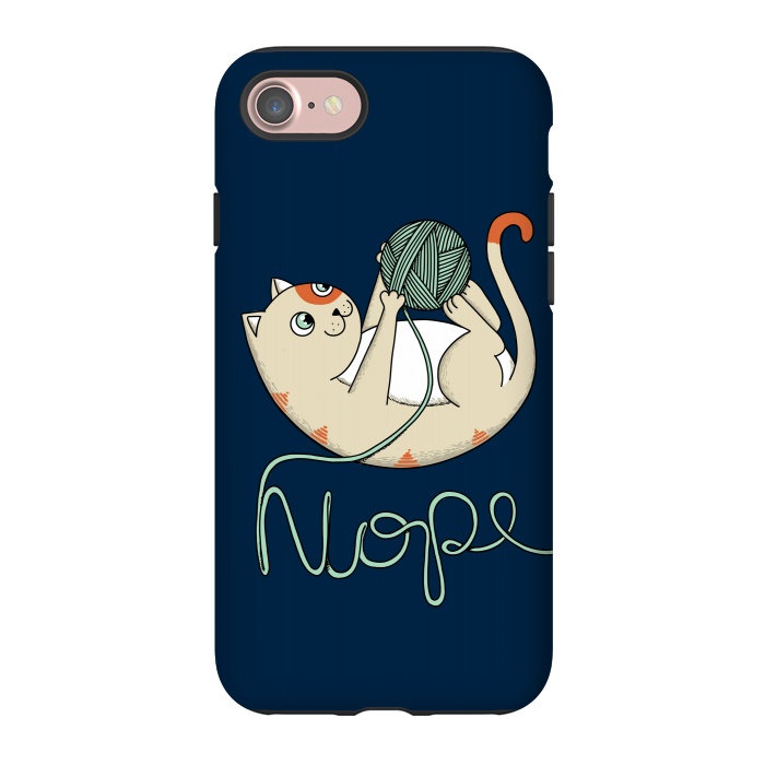 iPhone 7 StrongFit Cat Nope Blue by Coffee Man