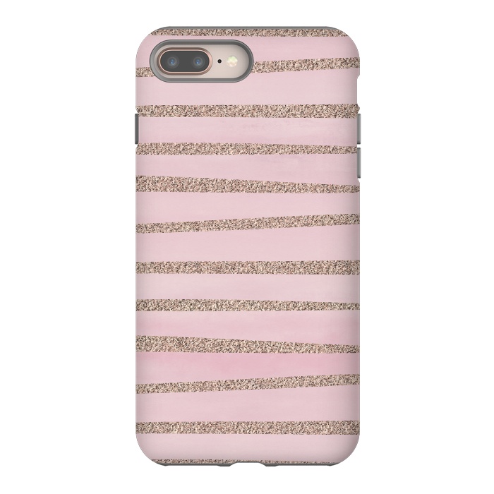 iPhone 7 plus StrongFit Rose Gold Glitter Stripes 2 by Andrea Haase