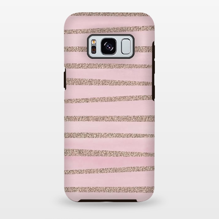 Galaxy S8 plus StrongFit Rose Gold Glitter Stripes 2 by Andrea Haase