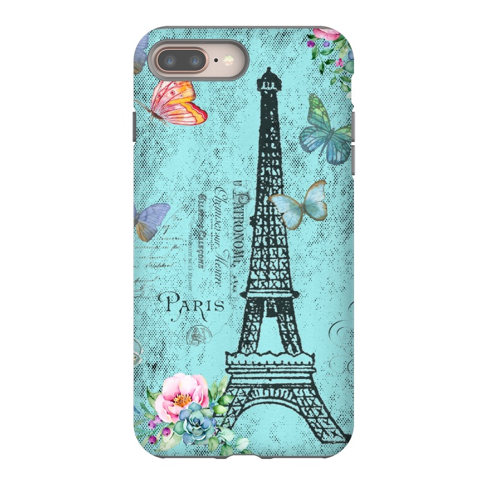 iPhone 7 plus StrongFit Blue Eiffel Tower Paris Watercolor Illustration by  Utart