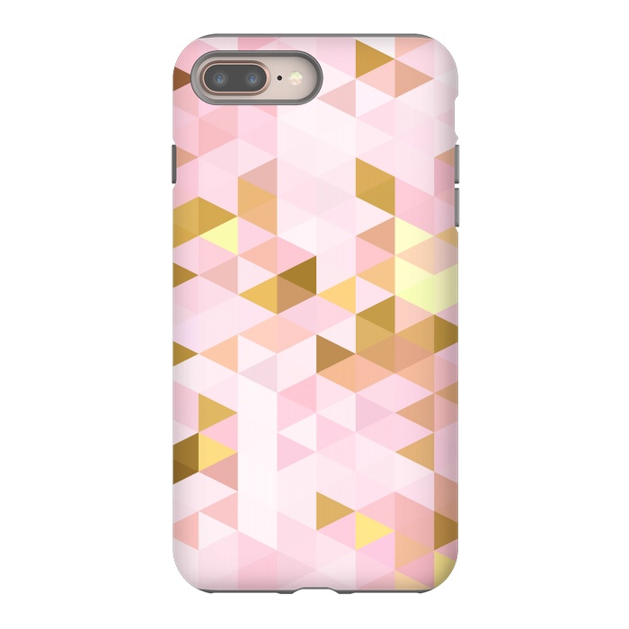iPhone 7 plus StrongFit Pink and Rose Gold Marble Triangle Pattern by  Utart