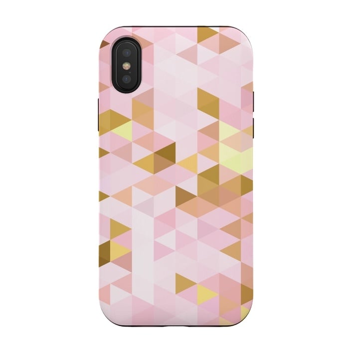iPhone Xs / X StrongFit Pink and Rose Gold Marble Triangle Pattern by  Utart