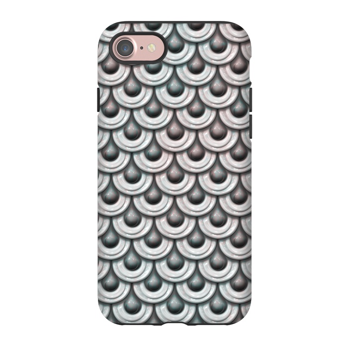 iPhone 7 StrongFit Shiny Teal And Pink Metal Scales by Andrea Haase
