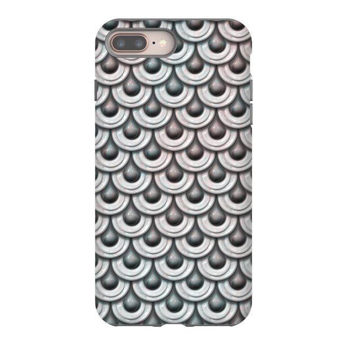 iPhone 7 plus StrongFit Shiny Teal And Pink Metal Scales by Andrea Haase
