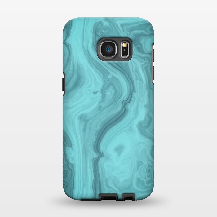 Galaxy S7 EDGE StrongFit Turquoise Marble 2 by Andrea Haase