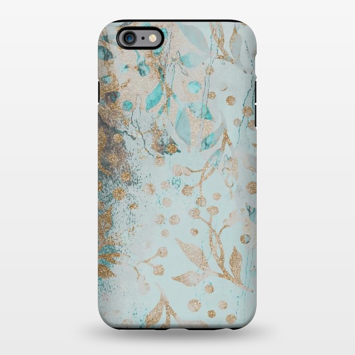 iPhone 6/6s plus StrongFit  Botanical  Pattern Teal And Gold by Andrea Haase
