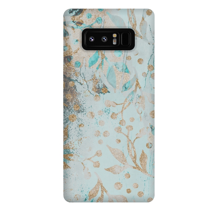Galaxy Note 8 StrongFit  Botanical  Pattern Teal And Gold by Andrea Haase