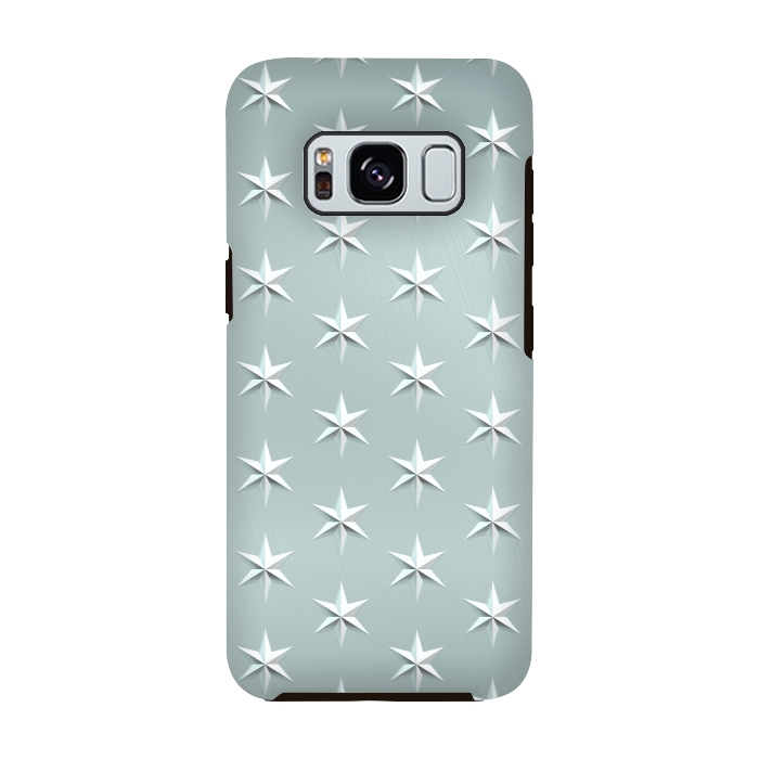 Galaxy S8 StrongFit Silver Stars On Teal Metal by Andrea Haase