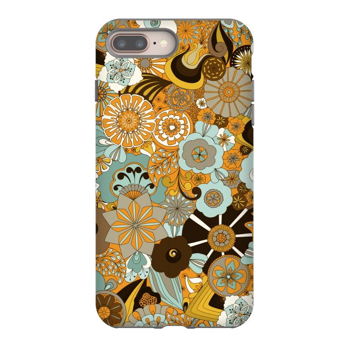 iPhone 7 plus StrongFit Flowers, Flowers Everywhere Mustard and Blue by Paula Ohreen