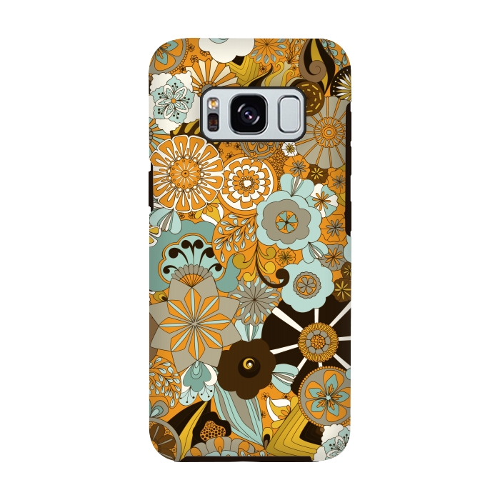 Galaxy S8 StrongFit Flowers, Flowers Everywhere Mustard and Blue by Paula Ohreen