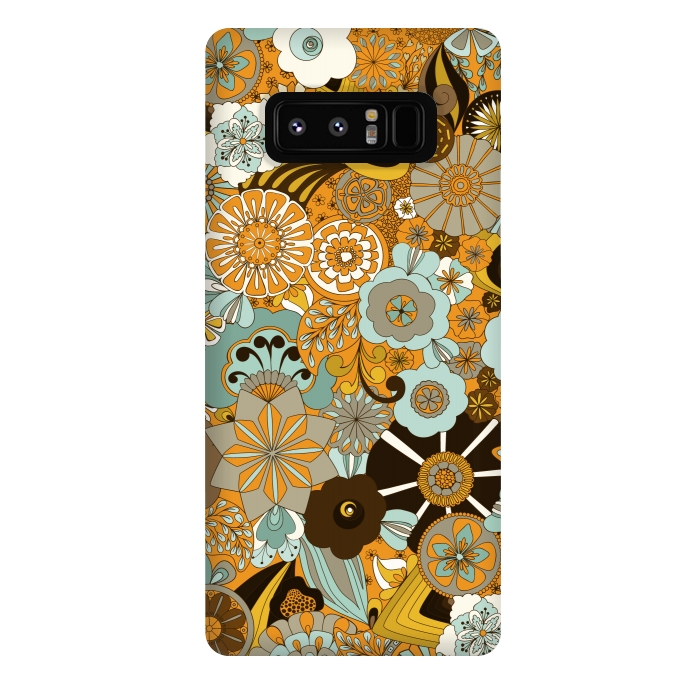 Galaxy Note 8 StrongFit Flowers, Flowers Everywhere Mustard and Blue by Paula Ohreen