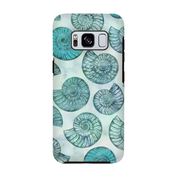 Galaxy S8 StrongFit Teal Fossils And Ammonites by Andrea Haase