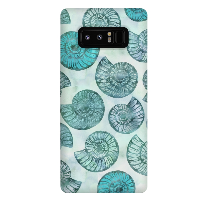 Galaxy Note 8 StrongFit Teal Fossils And Ammonites by Andrea Haase
