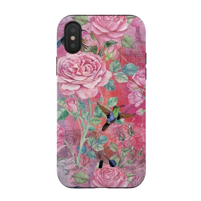 iPhone Xs / X StrongFit Roses and Hummingbirds by  Utart