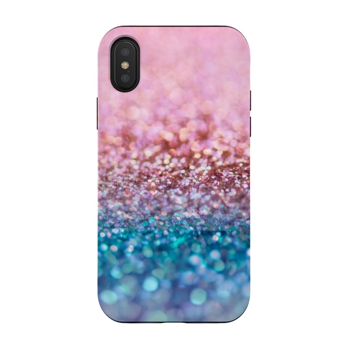 iPhone Xs / X StrongFit Teal and Rose Gold Glitter Dance by  Utart
