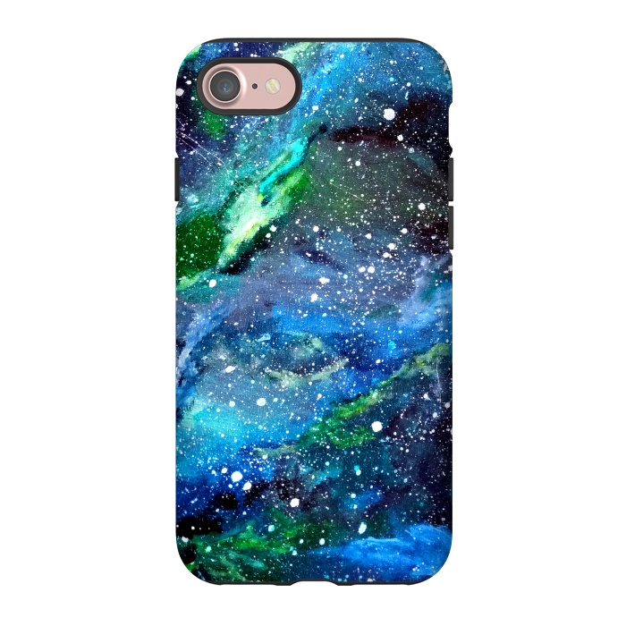 iPhone 7 StrongFit Galaxy in Blue and Green by Gringoface Designs