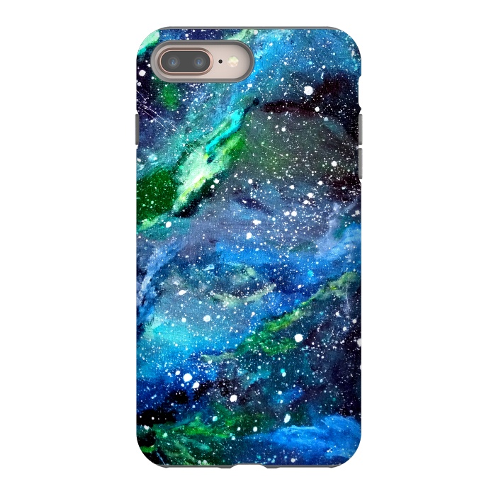 iPhone 7 plus StrongFit Galaxy in Blue and Green by Gringoface Designs