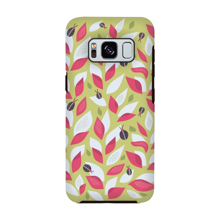 Galaxy S8 StrongFit Green Plant With Pink Leaves And Ladybugs Spring by Boriana Giormova