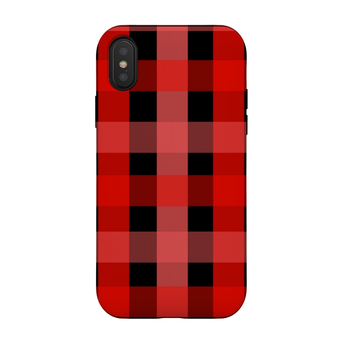 iPhone Xs / X StrongFit red black checks by MALLIKA