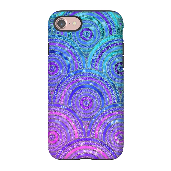iPhone 7 StrongFit Pink and Blue Metal Circles Pattern by  Utart