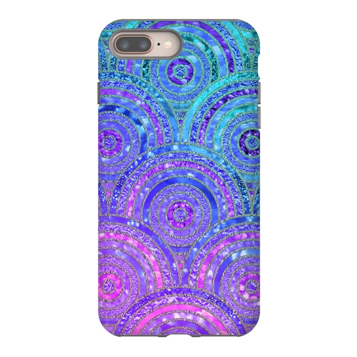 iPhone 7 plus StrongFit Pink and Blue Metal Circles Pattern by  Utart