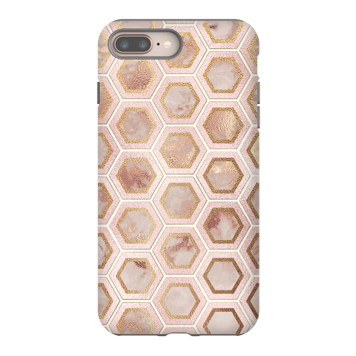 iPhone 7 plus StrongFit Marble and Rose Gold Honeycomb Pattern by  Utart