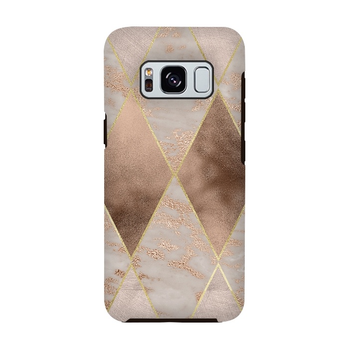Galaxy S8 StrongFit Marble Rose Gold Argyle Pattern by  Utart
