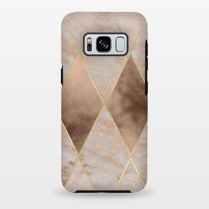 Galaxy S8 plus StrongFit Marble Rose Gold Argyle Pattern by  Utart