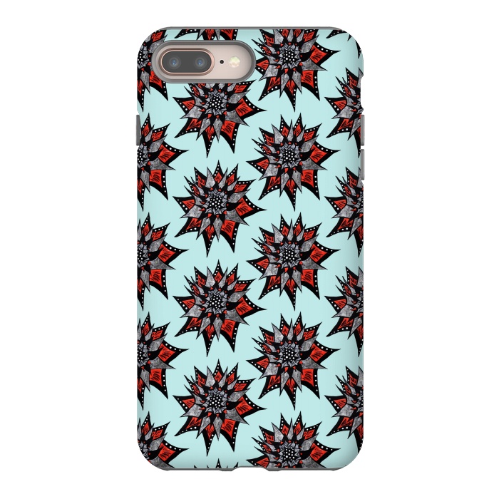iPhone 7 plus StrongFit Spiked Abstract Ink Drawn Flower Pattern by Boriana Giormova