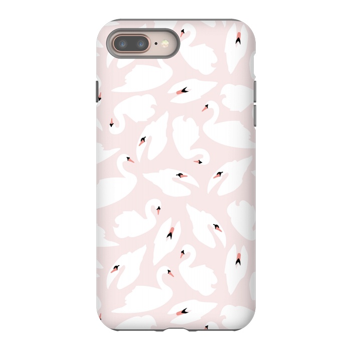iPhone 7 plus StrongFit Swan Pattern on Pink 030 by Jelena Obradovic