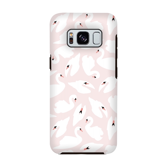 Galaxy S8 StrongFit Swan Pattern on Pink 030 by Jelena Obradovic