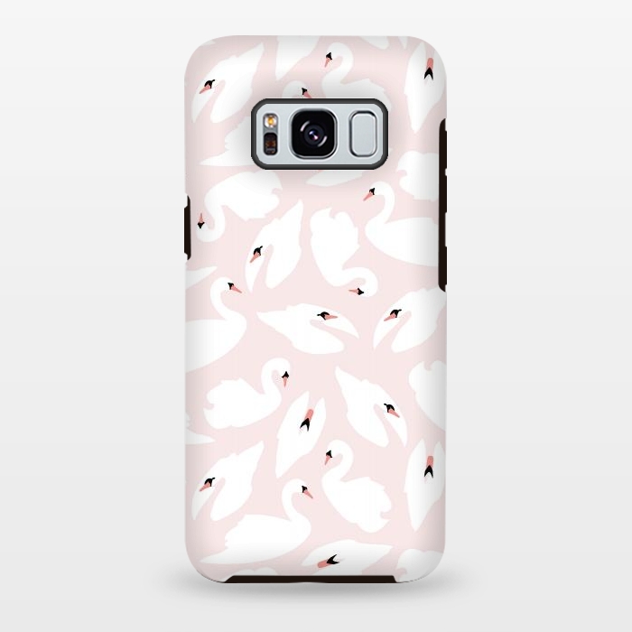 Galaxy S8 plus StrongFit Swan Pattern on Pink 030 by Jelena Obradovic