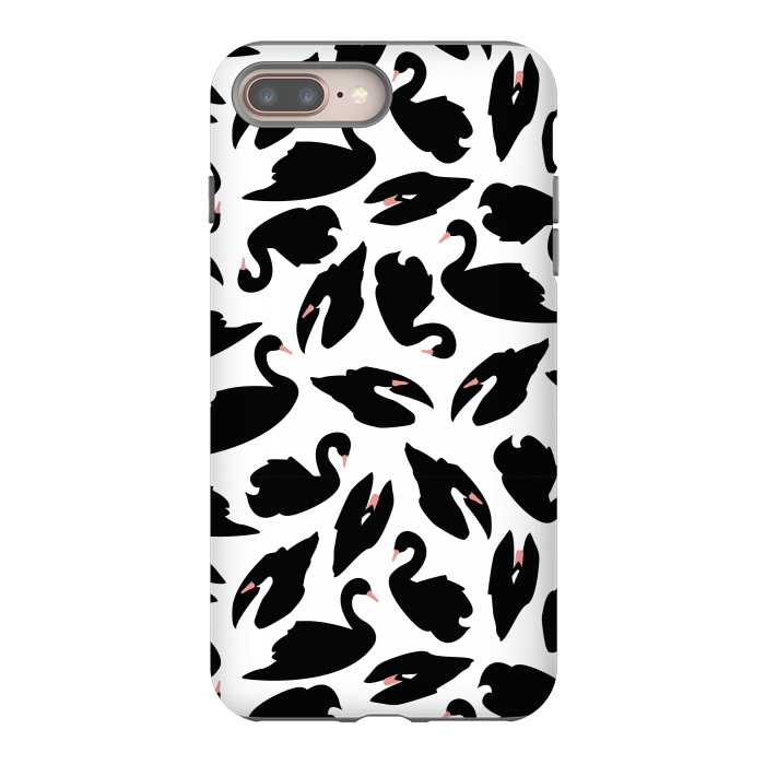 iPhone 7 plus StrongFit Black Swan Pattern on White 031 by Jelena Obradovic