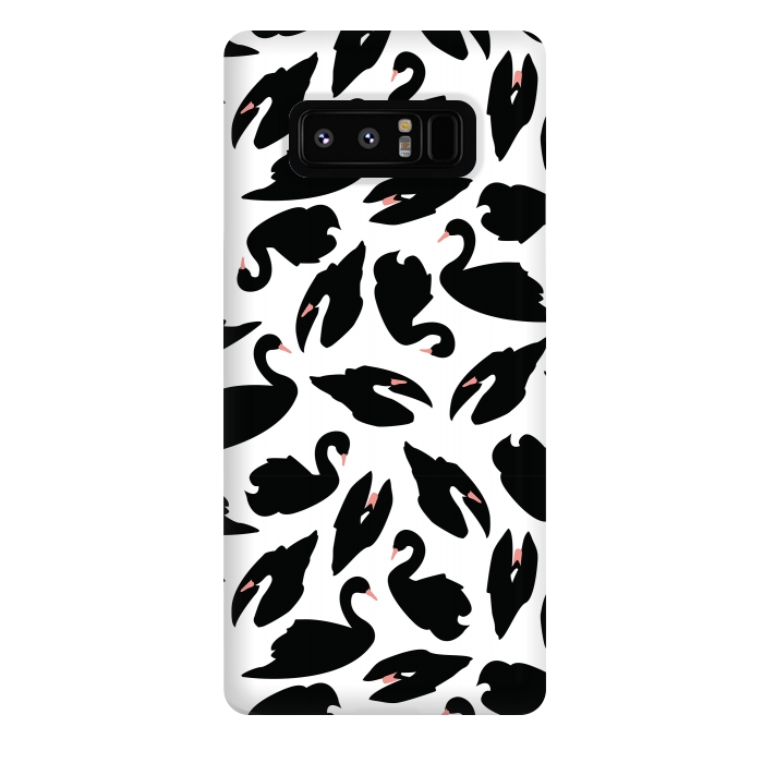 Galaxy Note 8 StrongFit Black Swan Pattern on White 031 by Jelena Obradovic