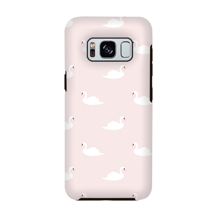 Galaxy S8 StrongFit Swan pattern on pink 033 by Jelena Obradovic