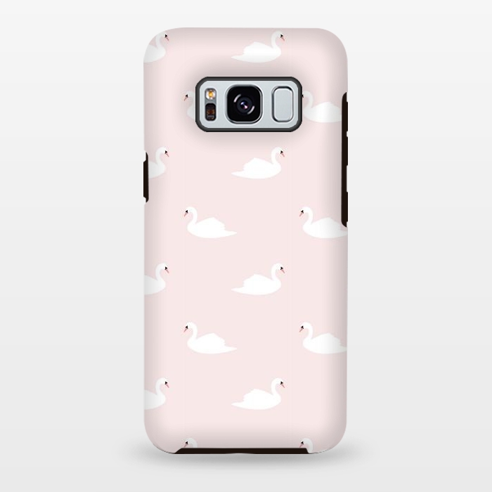 Galaxy S8 plus StrongFit Swan pattern on pink 033 by Jelena Obradovic