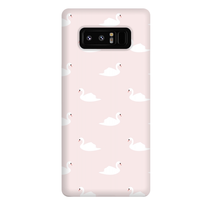 Galaxy Note 8 StrongFit Swan pattern on pink 033 by Jelena Obradovic