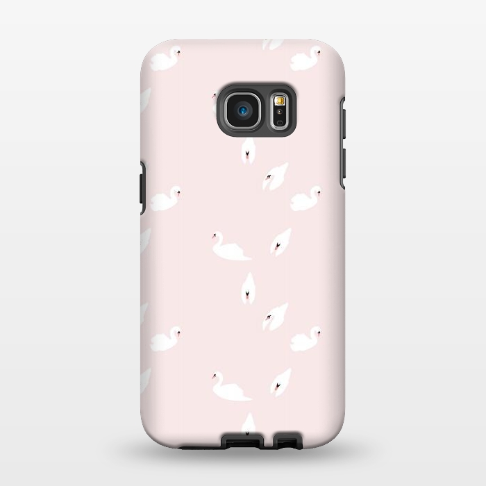 Galaxy S7 EDGE StrongFit Swan Pattern on Pink 034 by Jelena Obradovic