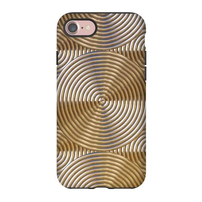 iPhone 7 StrongFit Shiny Golden Metal Embossed Circles 2 by Andrea Haase