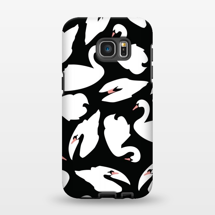 Galaxy S7 EDGE StrongFit White Swans On Black by Jelena Obradovic