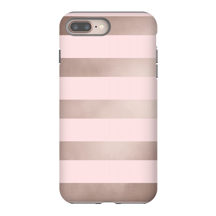 iPhone 7 plus StrongFit Rose Gold Copper Stripes Pattern by  Utart