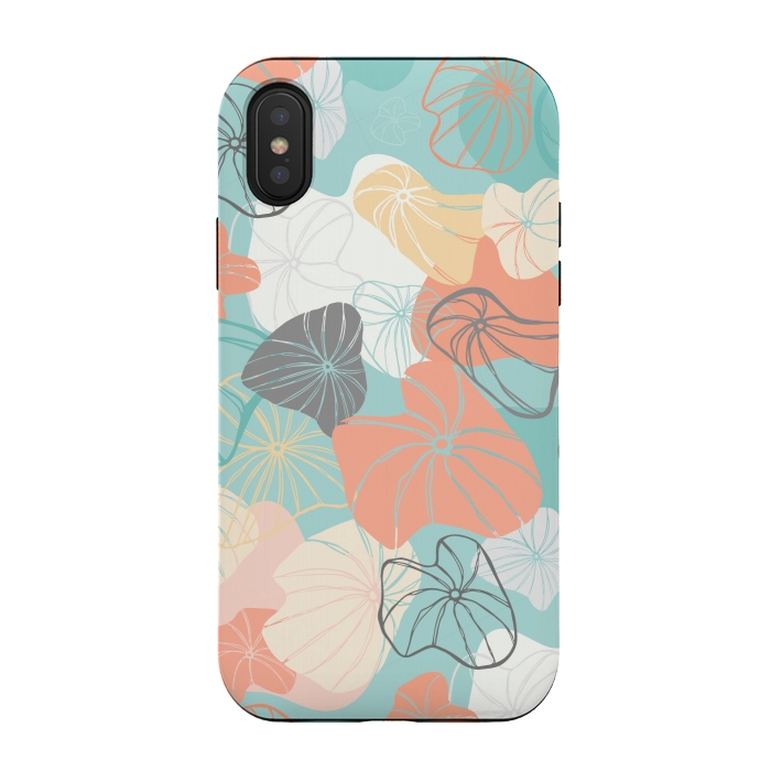 iPhone Xs / X StrongFit Abstract Dandelion Seeds on Teal by Paula Ohreen
