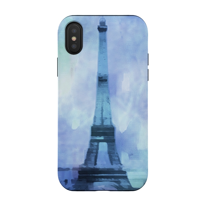 iPhone Xs / X StrongFit Blue Paris Watercolor  by Andrea Haase