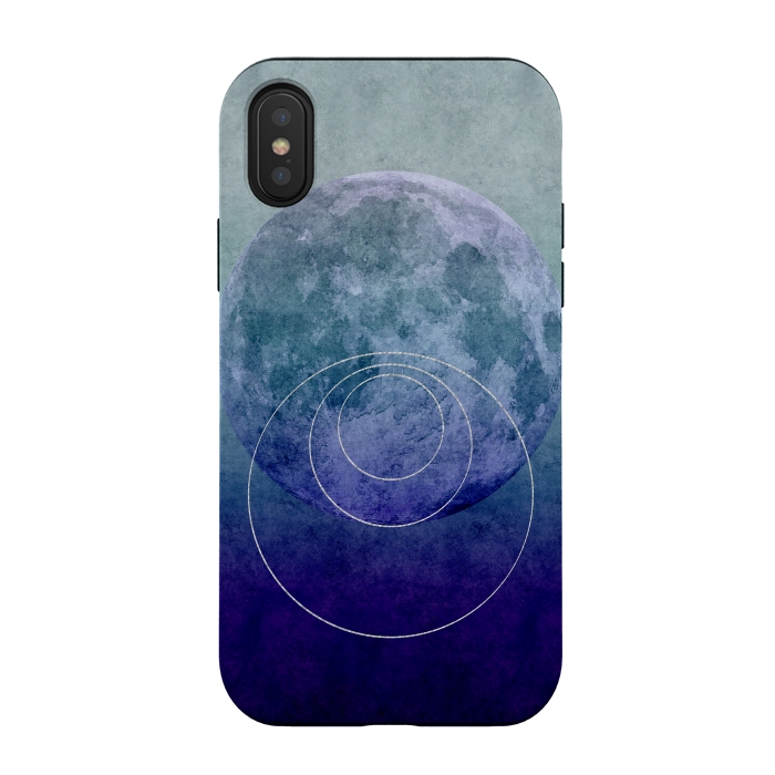 iPhone Xs / X StrongFit Blue Abstract Moon by Andrea Haase