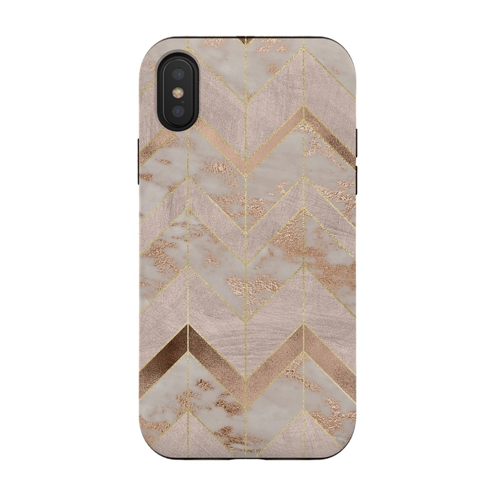 iPhone Xs / X StrongFit Marble Rosegold Chevron by  Utart